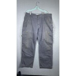 Carhartt Pants Mens 40x30 Gray Relaxed Fit Cargo Canvas Workwear Pockets